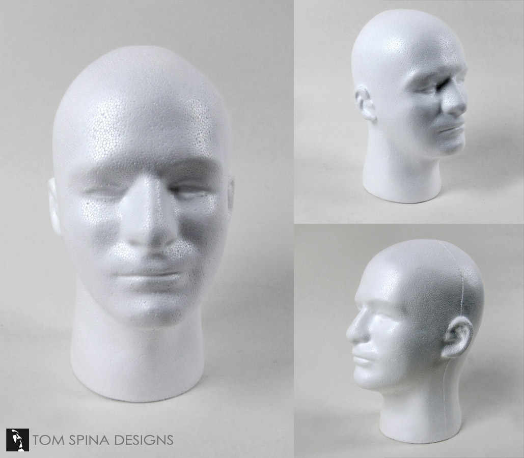 White Styrofoam Male Display Head